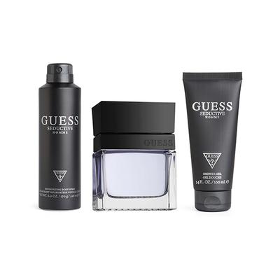 Guess Seductive Homme Gift Set (Eau de Toilette 100ml + Shower Gel 100ml + Body Spray 170g + Pouch) 1's - Men Perfumes (Edt/Edp)
