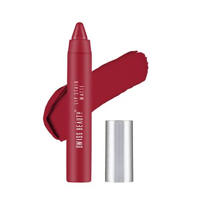 Swiss Beauty Lip Stain Matte Lipstick Coral Red 3.4 gm - Lipsticks