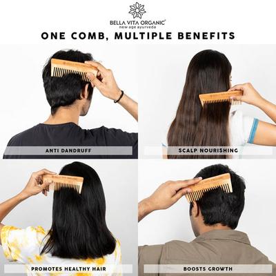 Bella Vita Organic Wide Tooth Wooden Comb 40 gm - Hair Combs