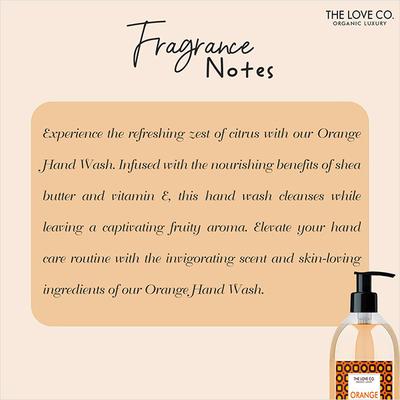 The Love Co. Orange Hand Wash For Moisturized Hand - Gentle Cleanser for Soft Hands - Liquid Hand Soap Suitable for Sensitive Skin 300 ml - Hand Wash & Soaps