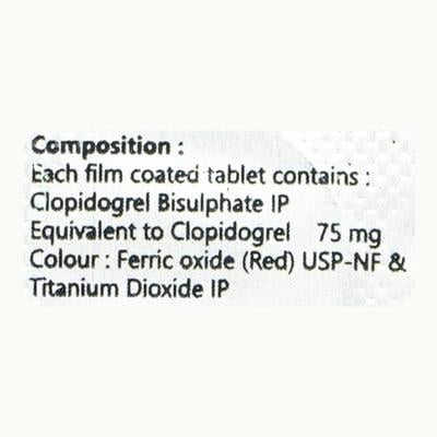 Plavic 75mg Tablet 10'S - Blood Clot-Ant