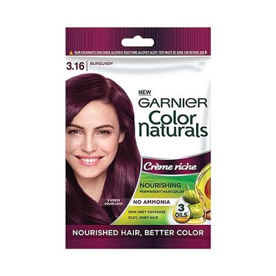 Garnier Color Naturals Creme Riche Sachet, Shade 3.16, Burgundy 60 gm - Crème