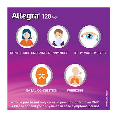 Allegra 120mg Tablet 10'S - Allergies-Ant