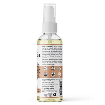 AromaMusk USDA Organic 100% Pure Cold Pressed Extra Virgin Sesame Oil For Hair and Skin 100 ml - Hair Oils