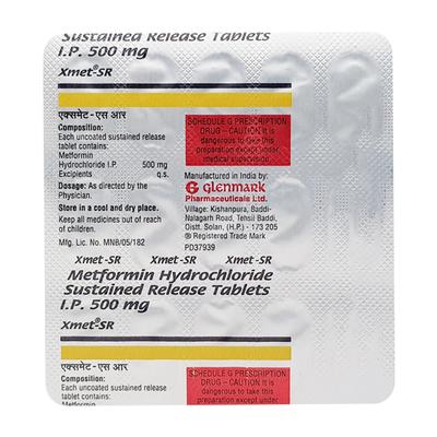 Xmet SR 500mg Tablet 15'S - Diabetes-Ant