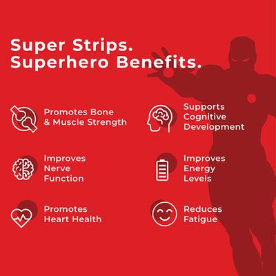 Wellbeing Nutrition Marvel Iron Man Melts Kids Organic Vitamin B12 D3+K2 and Folate Bone and Muscle (30 Strips) - Multi-Vitamins