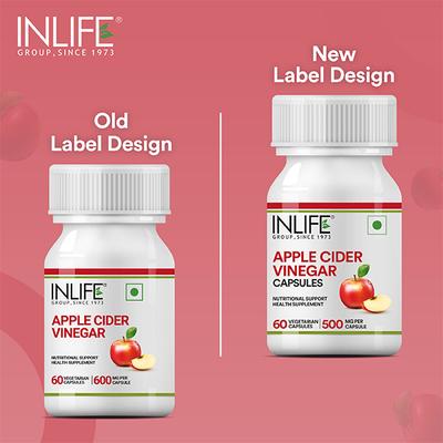 Inlife Apple Cider Vinegar 500 mg Vegetarian Capsule 60's - Apple Cider Vinegar - Acv