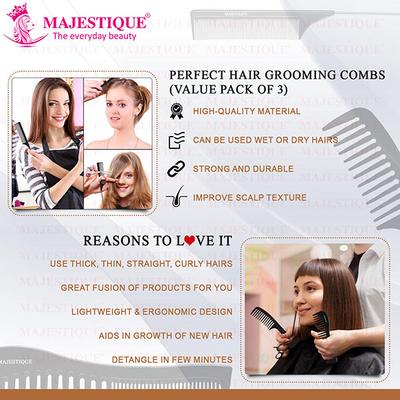 Majestique Professional Wide Comb, Tail Comb, Dresser Hair Comb for All Hair Types and Styles 1's - Hair Combs