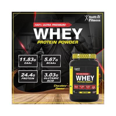 Healthvit Fitness 100% Ultra Premium Whey Protein (Chocolate Flavor, 2KG/4.4lbs) 2000 gm - Whey Proteins