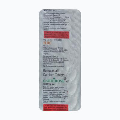 Cardirose 20mg Tablet 10'S - High Cholesterol-Dys