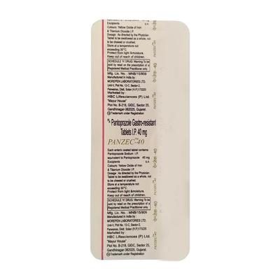 Panzec 40mg Tablet 10'S - Ulcer/Reflux/Flatulence-Aaa