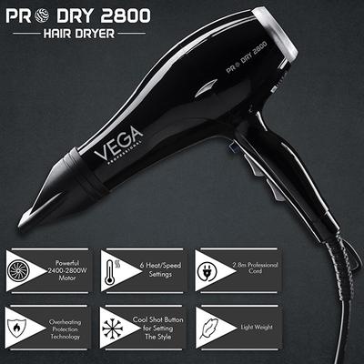 VEGA Professional Pro Dry 2400-2800W Hair Dryer for Men & Women with Cool Shot Button, (VPPHD-09) 1's - Hair Dryers