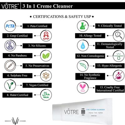 Votre 3 IN 1 Creme Cleanser 30 gm - Face Creams