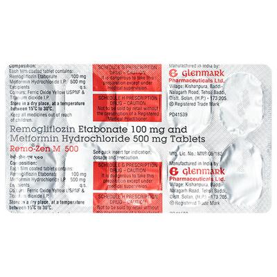 REMO ZEN M 500mg Tablet 10's - Diabetes-Ant