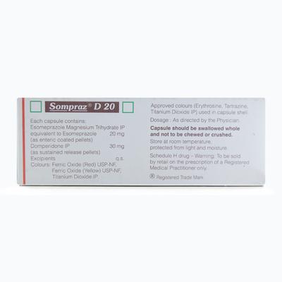 Sompraz D 20mg Capsule 15'S - Ulcer/Reflux/Flatulence-Aaa