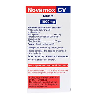 NOVAMOX CV 1gm Tablet 10's - Bacterial Infections-Pen