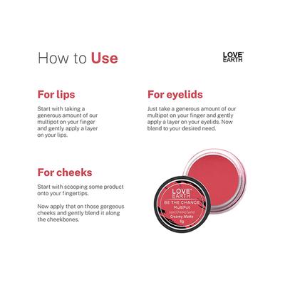 Love Earth Lip & Cheek Tint Multipot-Be The Change with Richness Of Jojoba Oil 8 gm - Blushes