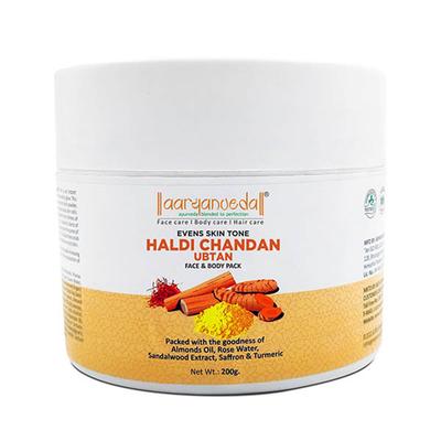 Aryanveda Haldi Chandan Ubtan Face & Body Pack 200 gm - Face Packs