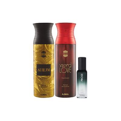 Ajmal Aurum Femme & Sacredlove Deo & Prose EDP Pack of 3 20 ml - Women Perfumes (Edt/Edp)