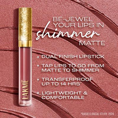 Lakme Be-Jewel Shimmer Lip Liquid, Luminous Matte Finish - 201 Pink Topaz 3.5 ml - Liquid Lipsticks