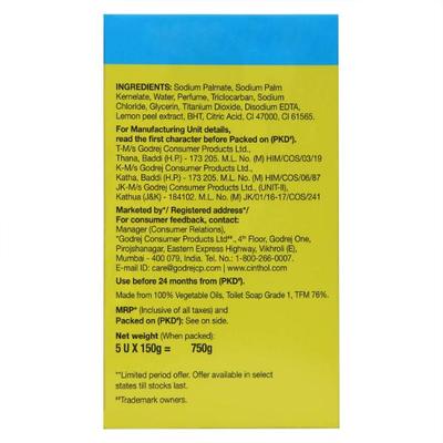 Cinthol Lime Refreshing Deo Soap (Pack Of 5 x 150g) 1 s - Soaps