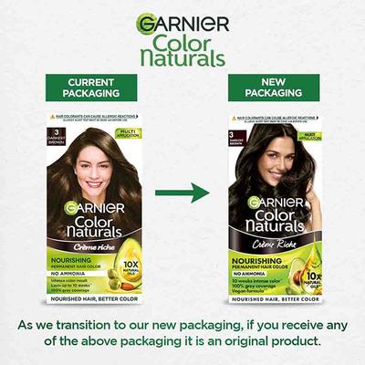 Garnier Color Naturals Creme Riche - 3 Darkest Brown (70 ml + 60 gm) - Crème
