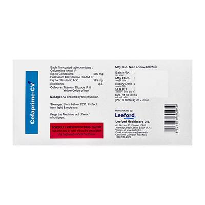 CEFAPRIME CV Tablet 6's - Bacterial Infections-Cep