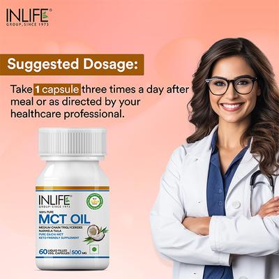 Inlife MCT Oil 500 mg Liquid Filled Veg Capsule 60's - Weight Loss