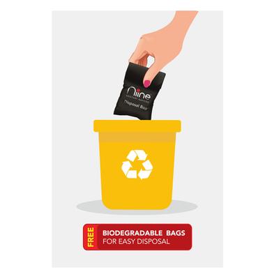 Niine Dry Comfort Sanitary Pads with Biodegradable Disposable Bags - Regular 18's - Sanitary Napkins