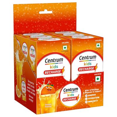 Centrum Kids Recharge Powder - Orange Flavour (Pack of 6 x 5 gm) - Kids Nutrition