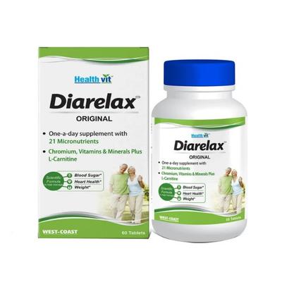 Healthvit Diarelax Diabetes Care Supplement Supports Healthy Blood Glucose Levels -Tablets 60's - General Health