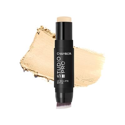 Chambor Stick Foundation, Creamy Matte Finish Neutral -Light, Makeup Stick with Built-In Applicator Brush, SPF 15, 10 g - Foundation