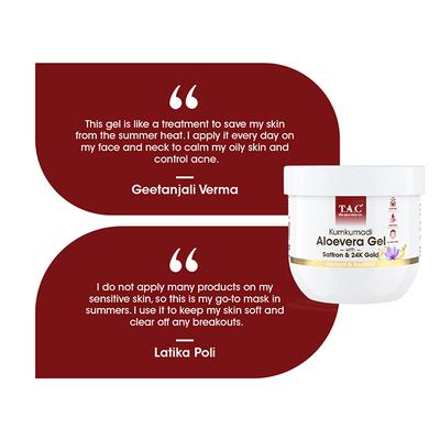 T.A.C - The Ayurveda Co. Kumkumandi Aloevera Gel with 24K Gold Flakes For Radiant & Youthful Skin 100 gm - Face Gels