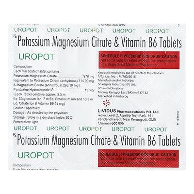 UROPOT 978mg Tablet 10's - Kidney Disease/Stones-Uri