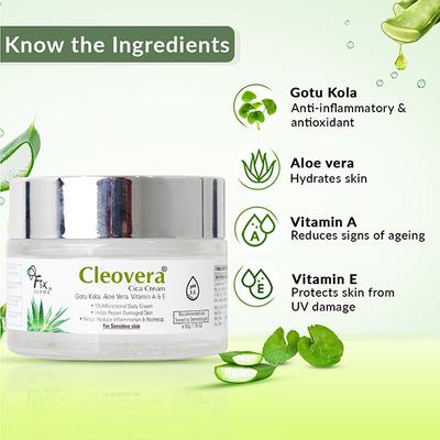 Fixderma Cleovera Cica Cream For Face with Gotu Kola, Aloevera, Vitamin A and E 50 gm - Face Moisturizers