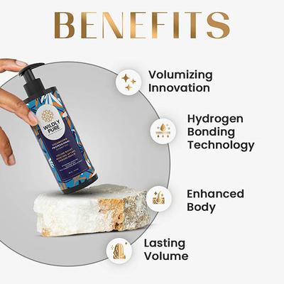Wildly Pure Lush Volumizing Shampoo Fuller Bouncy Hair Plant Keratin Pro Vitamin B5 and E Toxin 20 300 ml - Shampoos