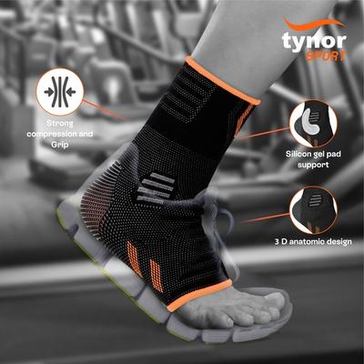 Tynor Ankle Support Air Pro - Black & Orange (M) - Knee/Ankle/Leg/Foot Supports