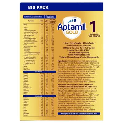 Aptamil Gold Infant Formula Stage 1 Powder (Upto 6 months) 1.2 kg - Baby And Infant Supplements