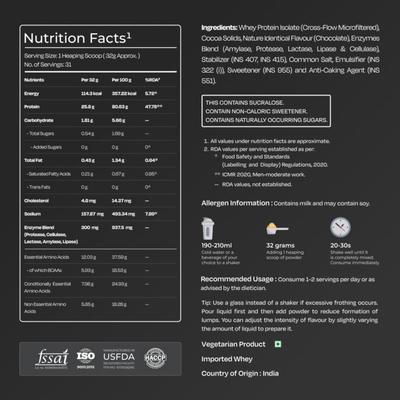 Nutrabay Gold Isolate Whey Protein Powder - Rich Chocolate Cream Flavour 1 kg - Whey Proteins
