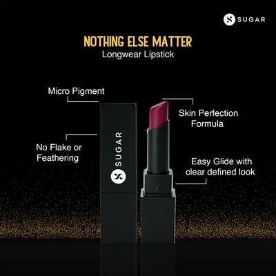 SUGAR Cosmetics Nothing Else Matter Longwear Lipstick - 08 Berry Picking (Berry) 3.2 gm - Lipsticks
