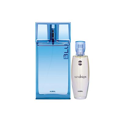 Ajmal Blu EDP Aquatic Woody Perfume And Raindrops EDP Floral Chypre Perfume 140 ml - Perfumes (Edt/Edp)
