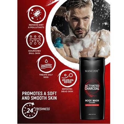 Mancode Activated Charcoal Body Wash 450 ml - Shower Gels & Body Wash