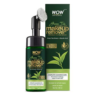 Wow Life Science Green Tea Makeup Remover With Built-In Face Brush (MICELLAR) 150 ml - Make Up Removers