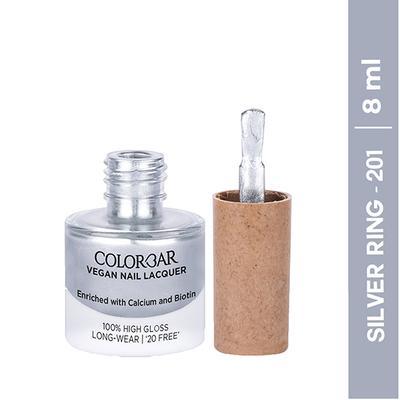 Colorbar Vegan Nail Lacquer Silver Ring-201 8 ml - Nail Polish