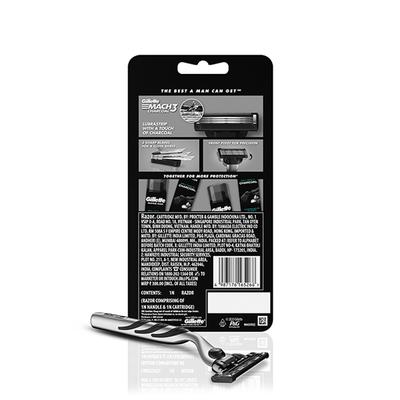 Gillette Mach3 Charcoal Shaving Razor - For Men, For a Clean Close Shave 1's - Razors & Cartridges