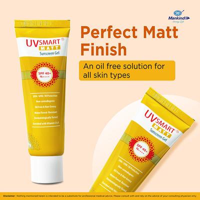 UVSMART MATT SPF 40+ PA++++ Sunscreen Gel 50gm - Sunscreen Preparations-Emo