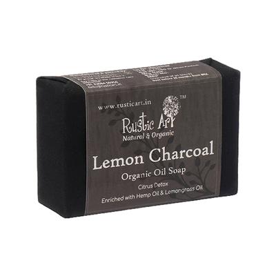 Rustic Art Organic Handmade Lemon Charcoal Soap 100 gm - Soaps