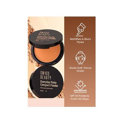 Swiss Beauty Everyday Matte Compact With SPF 10 Beige 9gm - Compact Powder