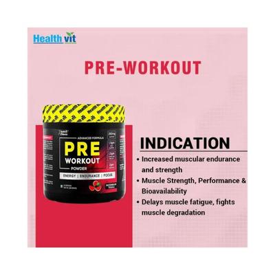 Healthvit Fitness Pre-Workout Explosive Energy Powder ( Watermelon Tequila Flavour ) 300 gm - General Health