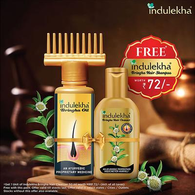 Indulekha Hairfall Control Combo Kit - Bringha Oil 100Ml + Bringha Shampoo 50Ml 2's - Hair Oils
